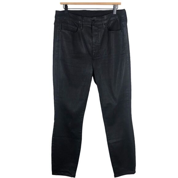 Good American Good Legs Waxed Coated Black Skinny Jeans Women’s Size 16 - Picture 1 of 8